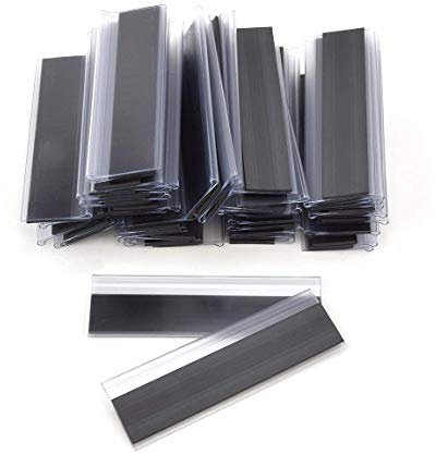 Magnetische Etikettenhalter für Einstecketiketten 100 mm Breit/Tickethalter/Etiketten Halter (57 mm Höhe, Transparent, 50 Stück)