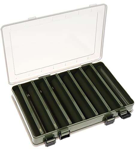 OriGlam Double Sided 14 Compartment Fishing Tackle Box, Fishing Lure & Bait Storage Case, Green