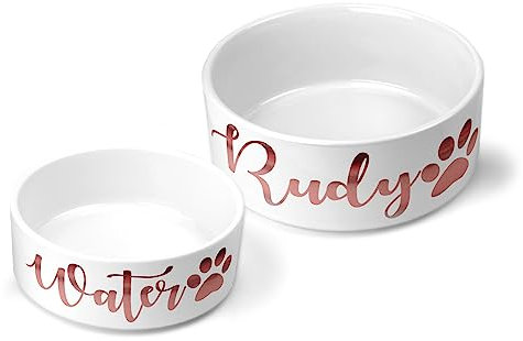 Personalised Pet Bowls Dog Bowl Cat Bowl Rabbit Animal Food Water Treat Mrs Hinch (Small Bowl (500ml), Rose Gold)