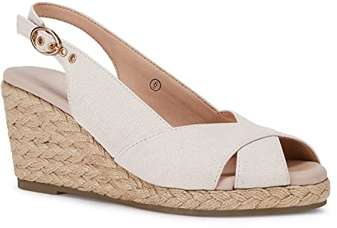gihubafuil Women’s Platform Wedges Sandals Open Toe Buckle Slingback Espadrilles Cross Band Slip-on High Heels