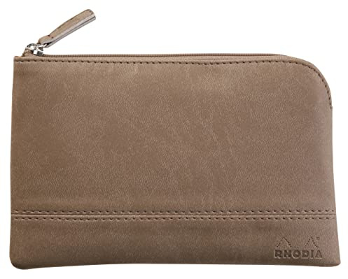 Rhodia 116525C - Rhodiarama pochette zippé en simili cuir italien - taille S (11x17 cm) TAUPE