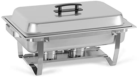 Stagecaptain CDDF-09 Chafing-Dish Speisewärmer - Edelstahl Warmhaltebehälter für Buffet und Catering - 9 L Fassungsvermögen - Speisewanne, Wasserbad, Deckel, klappbarer Standfuß & 2 Brennerbehälter