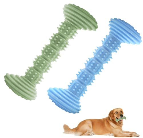 lyualma 2 Piezas Juguete Masticador de Perro Juguetes Morder para Perros Juguete para Entrenamiento de Perro de Goma Forma de Hueso para Perros Pequeños Cuidado Dental