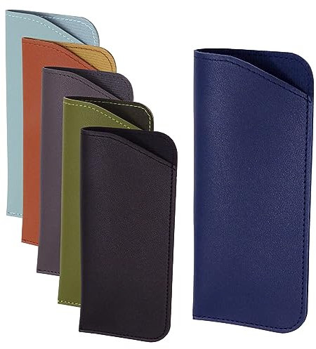 Brillenetui Weich Leder Brillentasche 6 Stk Brillen Sonnenbrillen Etui Set Flach Weiche Brillenhülle Brille Tasche für Damen Herren