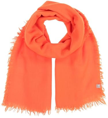 Fraas damhalsduk 120 x 160 cm – trendig sjal med fransar i ullblandning – XXL halsduk för kalla dagar, cyber orange, en storlek