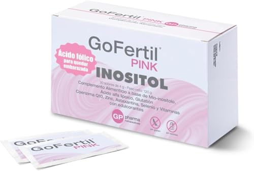 Inositol Ácido Fólico - myo inositol por embarazo y concebir, GoFertil® Pink inositol sobre. Mejorar Fertilidad mujer. Elimina infertilidad femenina y el síndrome de ovario poliquístico