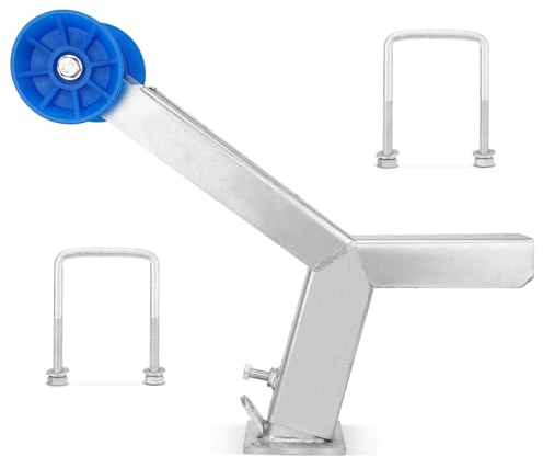 Poteau de treuil de remorque de bateau avec rouleau compatible avec barre d'attelage de remorque de bateau de 7,6 cm de large x 10,2 cm de haut, supports de treuil réglable en hauteur, support de