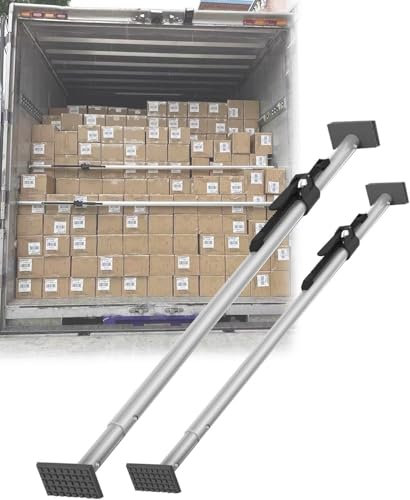 Stabilisator Unterstützung LKW-Ladeflächenstangen, Die Ein Verrutschen Verhindern, Längenverstellbare Ladungsstützstange/Trennstange, Robuste Ratschenlaststangen mit Rutschfestem Polster und Federdesi