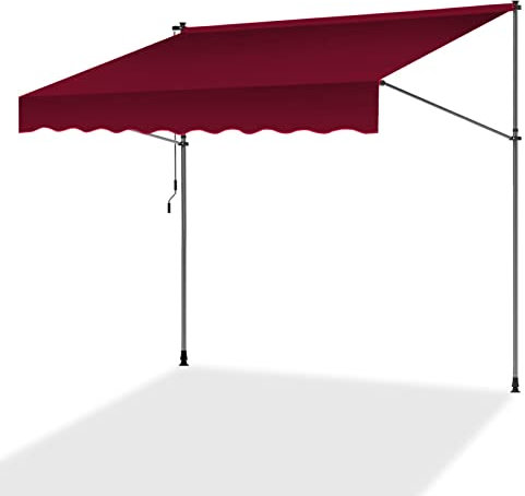 Ausziehbare Beige Gelenkarmmarkise mit Handkurbel höhenverstellbar Sonnenschutz für Terrasse Haus Garten Balkon Klemmmarkise (200,7 cm)