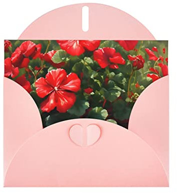 Pink ATTBBH Grußkarte mit roten Geranien für Weihnachten, Geburtstage und besondere Anlässe