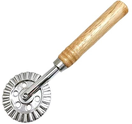 Rueda de corte para pizza, acero inoxidable, con mango de madera, herramienta de crimpado para raviolis, cortador de rodillos para hacer puntas de albóndigas, uso en el hogar y la cocina