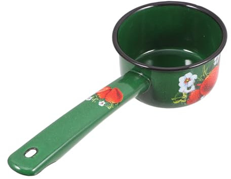 MOLUCKFU Pot à Lait Émail Vintage Petite Casserole Émail Avec Louche à Eau Cuillère à Eau Rétro -fraise Ustensile De Cuisine Multifonctionnel