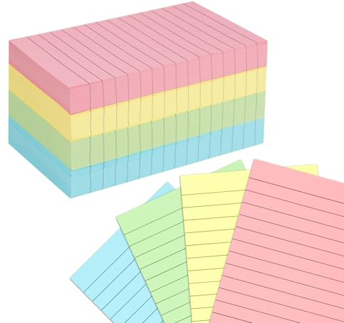 Agoer 500 st flashkort, A6 (15 x 10 cm) fodrade indexkort, 4 färger revisionskort för studier, kontor, arbete, skolinlärning, hållbara tunga anteckningskort