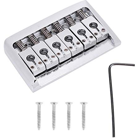 Gitarrenbrücke, Metall 6-String Feste Hardtail Guitar Bridge Sattel mit 4 Schrauben für E-Gitarre(Guitar Bridge, Silber für Musiker, Auftritte, Studio, Training)