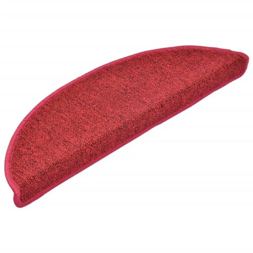 vidaXL Tapis d'escalier 15 pièces 56 x 17 x 3 cm Rouge Demi-Rond