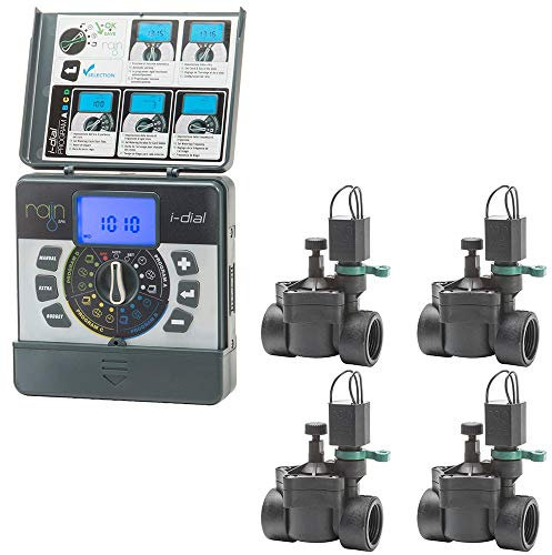 Centralina Irrigazione Elettrica I-Dial Rain 6 Vie 24 VAC Con Trasformatore Esterno + 6 Elettrovalvole| Ampio Display Retroilluminato| 4 Cicli d'Irrigazione Indipendenti