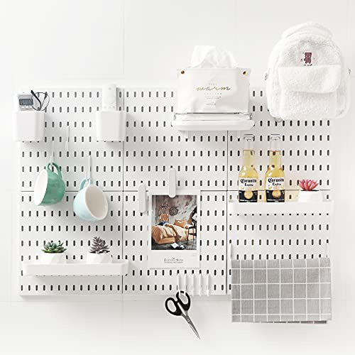JoyBHole Kit de combinaison de panneau perforé de 83,8 x 55,9 cm et 18 accessoires (boîte de rangement pour étagère, crochets de fixation), sans perforation, pour garage, cuisine, salon, salle de bain