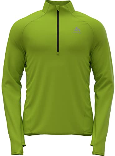 ODLO 323102-40411 Mid Layer 1/2 Zip ZEROWEIGHT - Lime Green/Black Maglia Lunga Uomo Lime Green/Black Taglia M