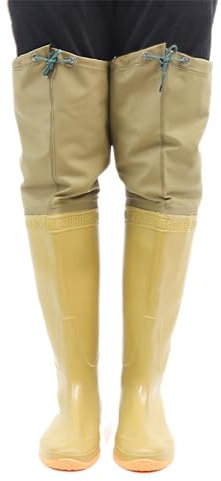 HWBZSZY PVC Leichte Watthosen Jagdstiefel Größe 35-47, Atmungsaktive Anglerhose Weiche rutschfest Fisch Teich Wasser Hosen Mehrzweck Regen Gummi Stiefel für Herren Damen,Beige,39 EU