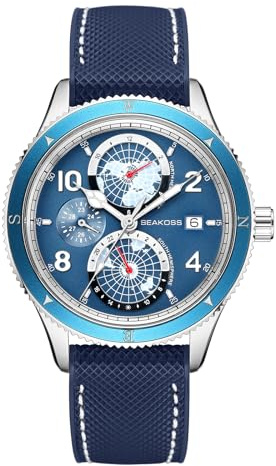 SEAKOSS Herren-Armbanduhr, Halbkugel, automatisch, selbstaufziehend, mechanisch, leuchtendes Zifferblatt, wasserdicht, Business, Casual
