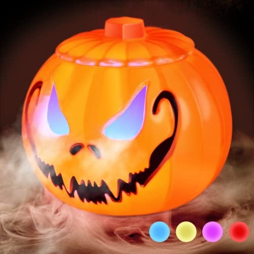 BrsInse Halloween Decoración Máquina de Niebla Ultrasónica, Mini Máquina de Niebla con Cubo de Calabaza de Halloween, Nebulizador para Fiesta de Halloween, Decoración de Calabaza con Iluminación LED