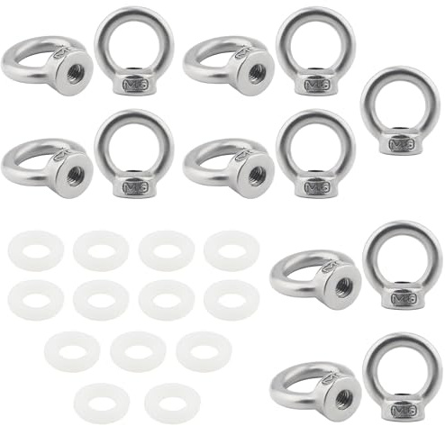 TIOMIOSEA Tuerca anular M6, acero inoxidable 304, tuerca de ojal, 13 unidades, tornillo de fijación de rosca interior anular, tuercas anulares, tornillos de anillo, para levantar accesorios