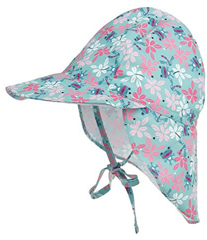 Durio Unisex Schirmmütze Kinder mit Nackenschutz Baby Sonnenhut UV SPF50+ mit Bindebänder Kleinkind Sommermütze
