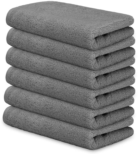 DECASATEXTIL – Set di 6 Asciugamani Bidet 30x50 cm in 100% Cotone – Asciugamani Viso Bagno Morbidi e Assorbenti – Colore Marengo