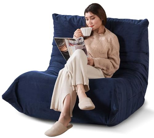 Moderne Sofas, Erwachsene Bohnenbeutel auf dem Boden Sofa, super weich Speicher Schwammsofa, Togo Sofa Stuhl, Wohnzimmer Möbel, geeignet für Schlafzimmer, Balkon Schlafsaal Kaminstuhl (blau)