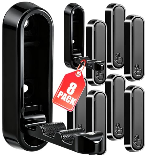 RUNSUNSPRI 8PCS Folding Coat Hooks Black Wall Hooks Foldable Closet Hook Wall Hook Heavy Duty Hooks Wall Mounted for Hanging Coats Scarves Bathrobes Hats Towels Bags Keys