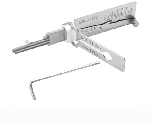 2-in-1 Hauptschlüssel-Decoder aus Edelstahl, Lishi 2-in-1 Lock Pick und Pick-Werkzeuge, Master-Schlüssel-Decoder, Autoschlüssel-Leser, Lockpicking set Mehrzweck-Wartung, SS001 Pro