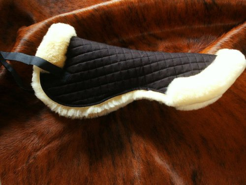 FÖRSTER echt Lammfell Sattelpad, Springkissen, Sattelkissen schwarz-Natur/Made in Germany !