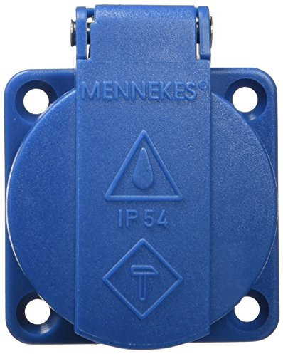 Mennekes 11011 IP54-geschützte SCHUKO-Steckdose ohne Verschluss zum Tafeleinbau, 3-polig mit 2 Leitern + Erde, 16 A, 230 V, blau