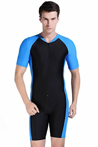 Herren Schwimmanzug Lang UV-Anzug UPF>50 Schutzkleidung Sunsuit Ganzk?rperansicht Badeanzug L Blau-1