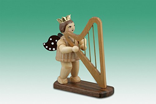 Rudolphs Schatzkiste Holzfigur Musikengel mit Harfe und Krone Höhe 6,5cm NEU Holzengel Instrument Seiffen Erzgebirge Figur Dekoration Holzfiguren Weihnachten Fensterschmuck Spielzeug Deko
