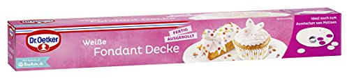Dr. Oetker Weiße Fondant Decke, fertig ausgerollter Überzug, zum Umhüllen von Gebäck, Kuchen & Torten mit Ø 26 cm, ohne Backen, sofort gebrauchsfähig, vegan
