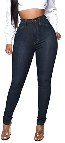 KUNMI Womens Classic High Waisted Skinny Stretch Butt Lifting Jeans Slim Fit Denim Pants Dark Blue
