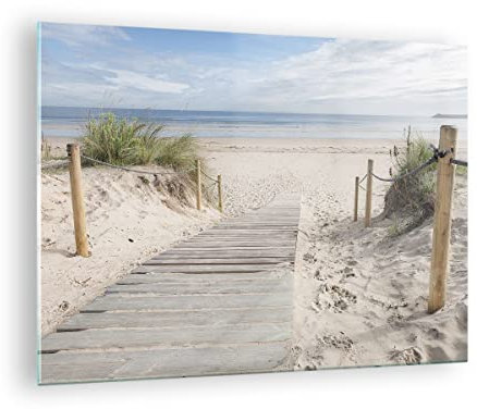 ARTTOR Vidrios decorativos Playa Duna Entrada Cuadro Sobre Vidrio Moderno 70x50cm Decoracion Salon Dormitorio Cocina Cuadros Pared Impresiones Impresión en Cristal Wall Art Prints Decor GAA70x50-4188