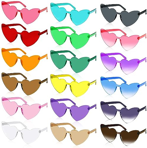 MOYKSRR 18 Paires de Lunettes en Forme de Cœur Hippie rétro, Drôle de Lunettes de Soleil, Ensemble de Lunettes de Rétro, Convient pour Une Fête d'anniversaire, Une Fête de Carnaval, Halloween, Noël