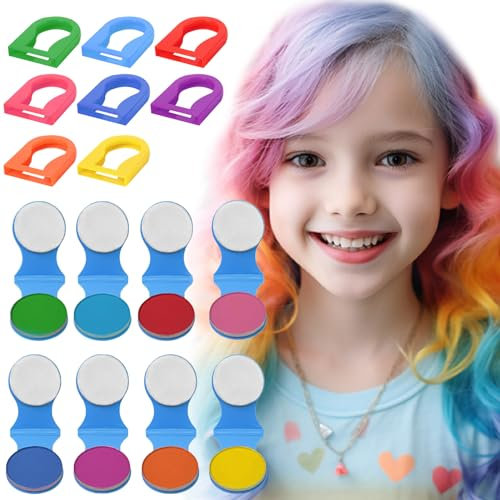 Haarkreiden für Mädchen, 8 Farbe Auswaschbare Haarkreide für Kinder, Tragbare Nicht Klebrige Temporäre Leuchtende Haarfarbe, Haarsprayfarbe für Kinder,Weihnachten, Geburtstagsparty, DIY Party
