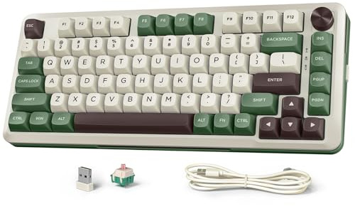 Redragon K681 Pro Wireless Mechanical Keyboard, Gasket Mounted RGB Gaming Keyboard with Volume Knob, MDA-Profile, Pre-Lubed Linear Switches, 81 Keys 75％ Tri-Mode Hot Swappable for PC/Xbox/PS (Matcha)