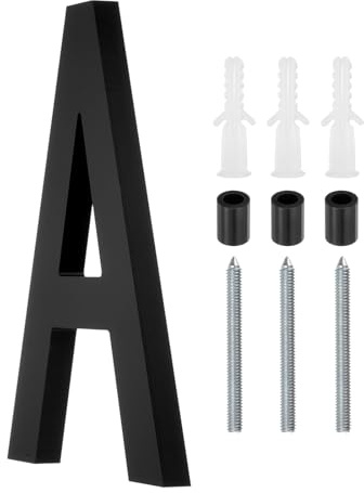sourcing map 8 Inch Modern House Number, Acrylic Floating House Number for Outside Address Sign for House with Nail Kit for Mailbox Yard Home Front Door (Letter A, Matte Black)