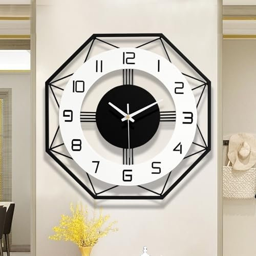 TopCity Large Classic Wall Clock 50CM Big Black Metal Silent Non-Ticking Clocks Mid Century Modern Decorative Battery Operated Wall Clock for Living Room,Kitchen,Dining Room,Office