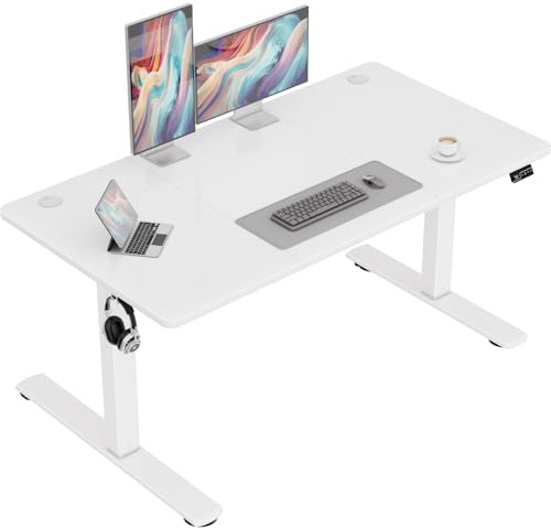 TRIUMPHKEY Electric Standing Desk 120x60cm Height Adjustable Desk Anti-Slip Steel Frame Heavy Duty with Memory Presets 73-118cm Quiet Motor Ergonomic Study Desk for for Home Office,White