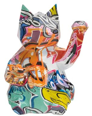 Decorative Statue, Modern Graffiti Art Design, Colorful Abstract Pattern, Indoor Home Decor, Animal Figurine Ornaments, Abstract Animal Sculpture Decoration (Cat)