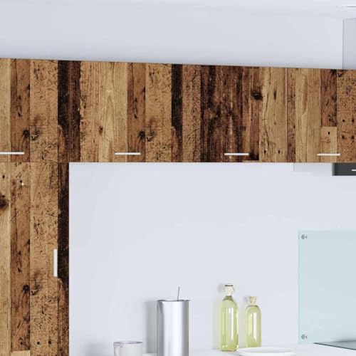 Keeushr Armadio pensile con anta 2 pezzi in legno antico e bianco 50 x 31 x 40 cm per utensili da cucina moderni e spazio di archiviazione