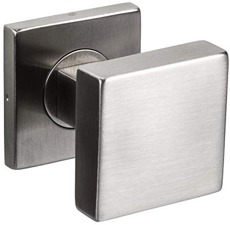 Gedotec Türknopf auf Rundrosette Knopfdrücker Türknauf Ø 55 mm eckig | nicht drehbar | Edelstahl matt gebürstet | 1 Stück Türbeschlag inkl. Drückerstift 80 mm & Befestigungsmaterial - Möbelknöpfe