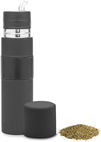 BALIBETOV - Neu - Edelstahl AutoMate - Thermobehälter, Mate Cup und Bombilla in Einem - Sie Müssen Nicht Jedes Mal Nachfüllen, Wenn Sie Trinken Möchten (Schwarz)