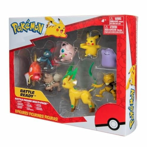 Bandai – Pokémon – 8 Figuras Battle – Pikachu, Rondoudou (Jigglypuff), Rocabot (Rockruff), Abra, Farfuret (Sneasel), Metamorph (Ditto), Phyllali (Leafeon) y Magicarpe (Magikarp) – JW2686