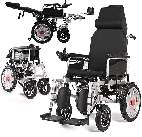 ZORZA Faltbar Elektrischer Rollstuhl Anti-Kipper 360° Motorisch Rollstuhl Tragbar Falten Tragen Rollstuhl, 500W Doppelmotor, Alle Gebiete Nach oben klappen Leistung Rollstuhl für Senioren